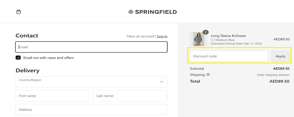 Springfield how to get discount code